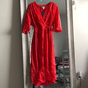 Red midi dress with long sleeves- New with tags!